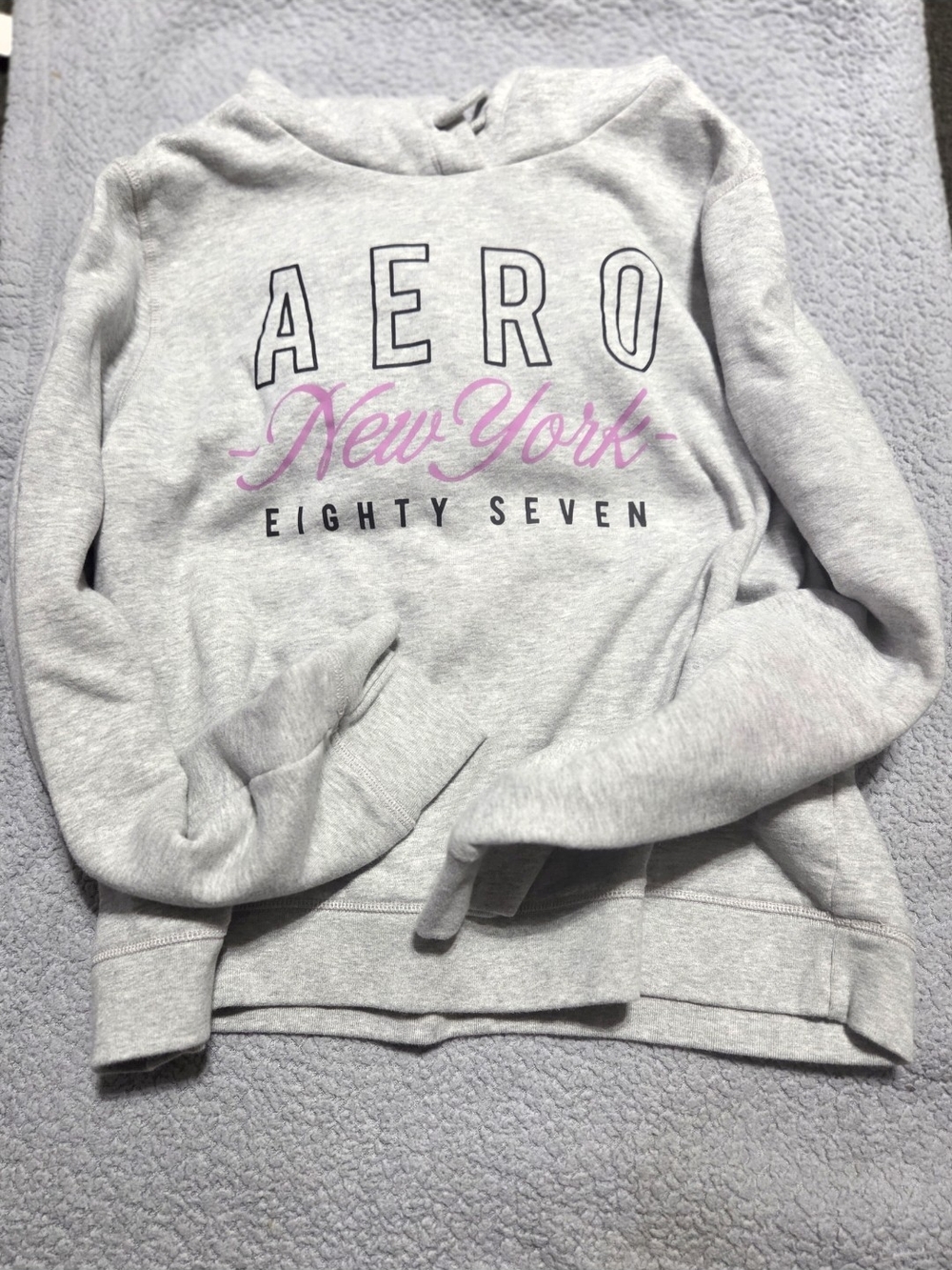 Aeropostale Light Gray Crewneck Sweatshirt with Pink Script